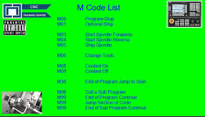 CNC Milling M Codes List For Beginners - CNC Training Centre - m codes list