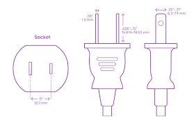 Type A Plug & Socket - Dimensions - us electrical plug