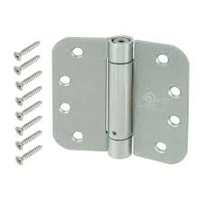 4 in. x 5/8 in. Radius Satin Chrome Adjustable Spring Door Hinge - spring hinges