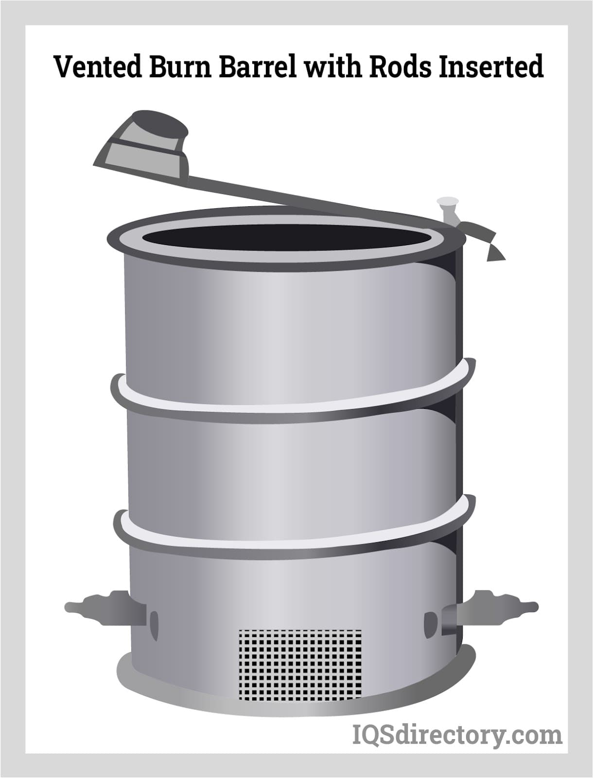 Illustrative example of metal burning barrels from Google Search