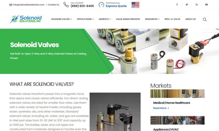 Illustrative example of solenoid valve supplier from Google Search
