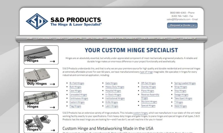 Illustrative example of aluminum hinge manufacturer from Google Search